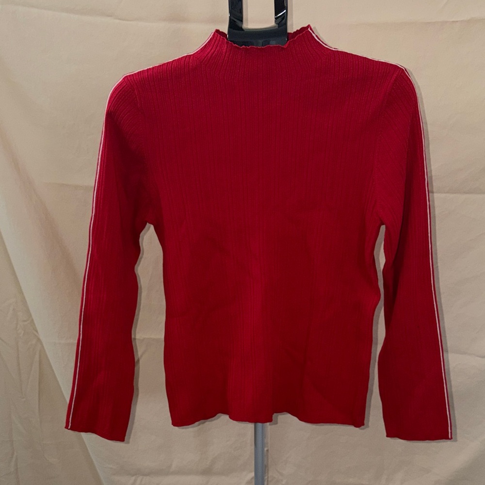 Halogen Red Ribbed Tunic Top - Picture 1 of 4